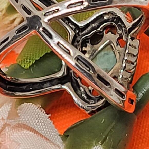 Vintage, Turquoise & Stamped .925 Sterling Silver, Size 8 Ring - Picture 3 of 5